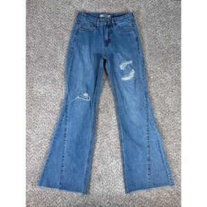 Rock&Roll Denim Jeans Womens W27 L34 Blue Palazzo Flare‎ High Rise Distressed